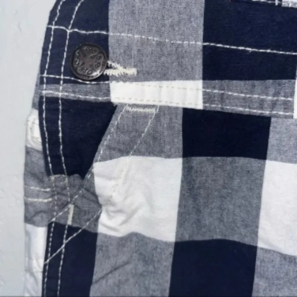Oshkosh B'Gosh Navy Blue & White Plaid Overalls